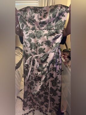 Revelry Moss Garden Satin Floral Backless Tie-Waist Dress never worn